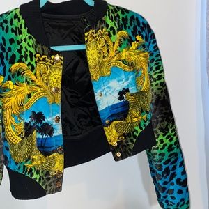 2011 Versace for H&M baroque cropped bomber jacket